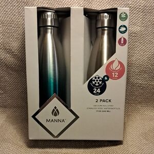 Manna Stainless Steel Water Bottles - Silver and Blue